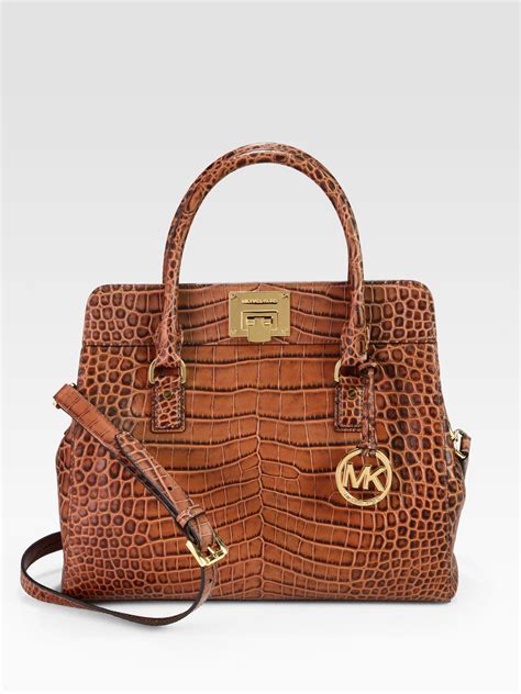 michael kors leather satchel fifth off saks|michael kors opened satchel purse.